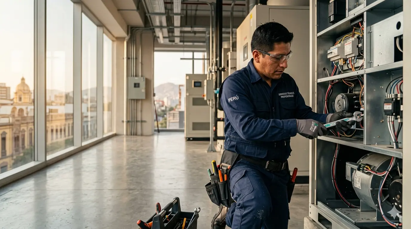 Técnico de servicios realizando mantenimiento especializado