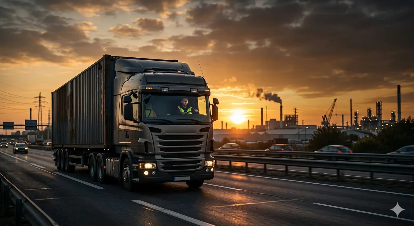 Camión de transporte logístico circulando por carretera en Perú